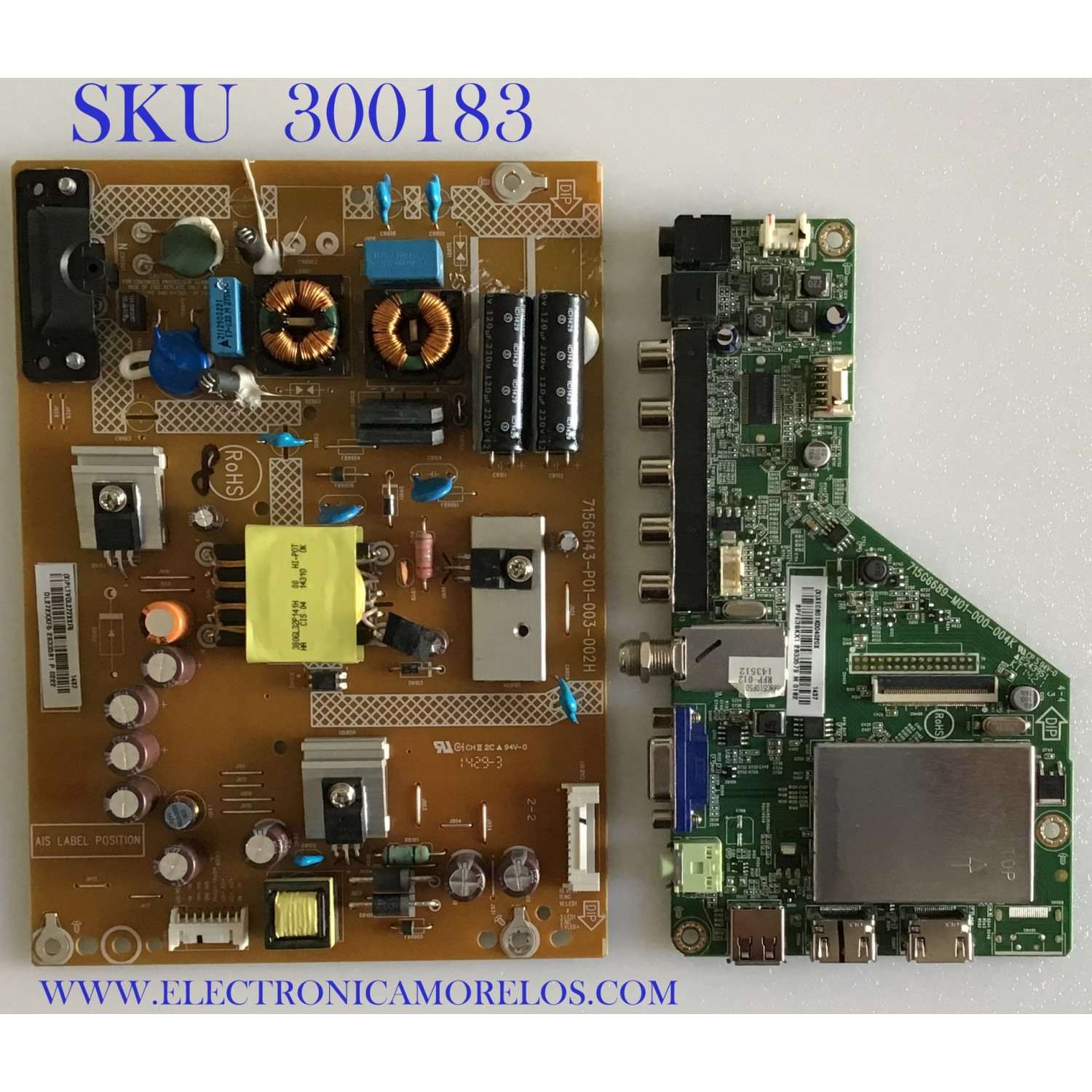 KIT DE TARJETAS PARA TV INSIGNIA / MAIN 756TXECB01K004 / 715G6689-M01-000-004K / FUENTE PLTVDL272XXF5 / 715G6143-P01-003-002H / PANEL TPT400LA-J6PE1 REV:SC1N / MODELO NS-40D510NA15